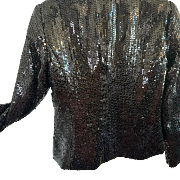 Double Zero Black Sequin Blazer One Button Front Jacket Women's M NWOT - Picture 6 of 8